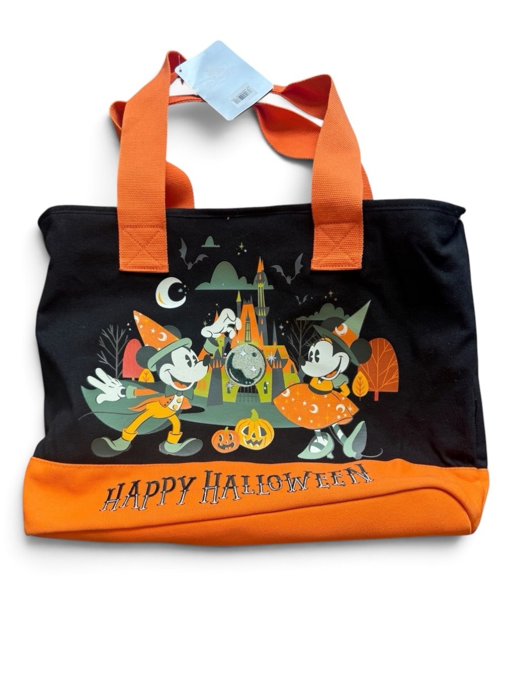 Disney Parks Halloween Mickey Minnie Mouse Canvas Tote Bag NWT
